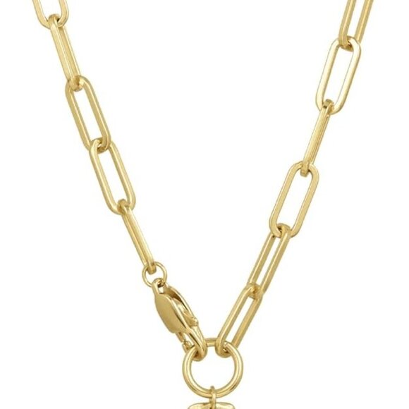 Chunky Cross Necklace Women Brass 18in Gold-Plated Geometric Pendant - Picture 4 of 7